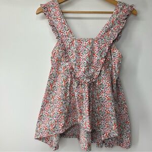 Piyama | Floral Women's Pajama Set with Ruffle Straps and Shorts Small